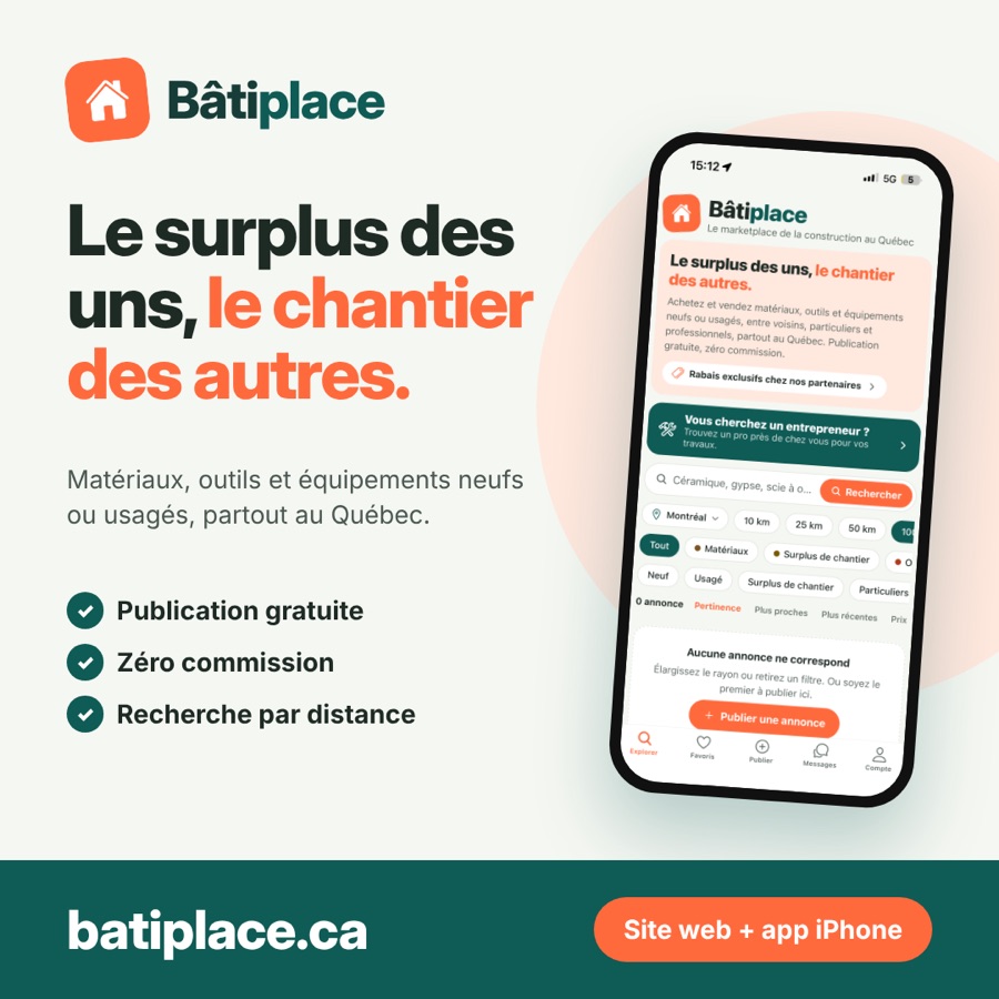 Visuel Bâtiplace montrant l'application sur iPhone